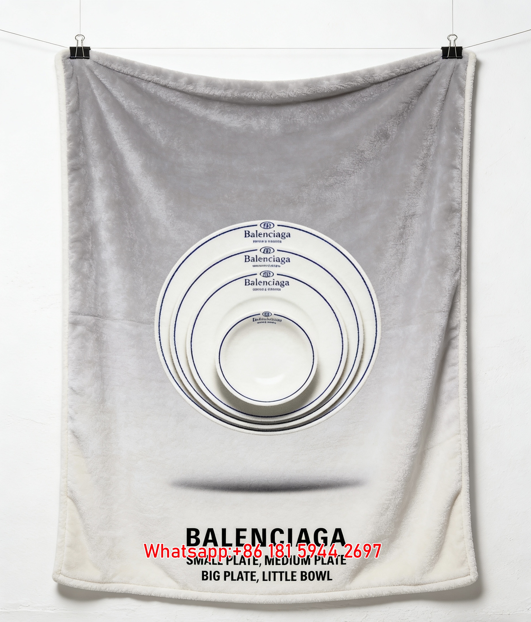 Balenciaga Tableware Print Flannel Sofa Throw Blanket Premium Couch Cover BA383